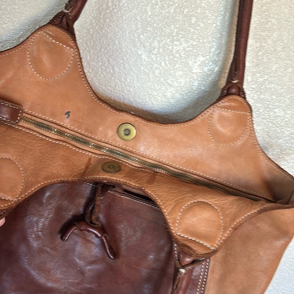CONSTANZA ROTA 2 tone brown Leather hobo bag, oversized, pockets, top zip. - Picture 6 of 17